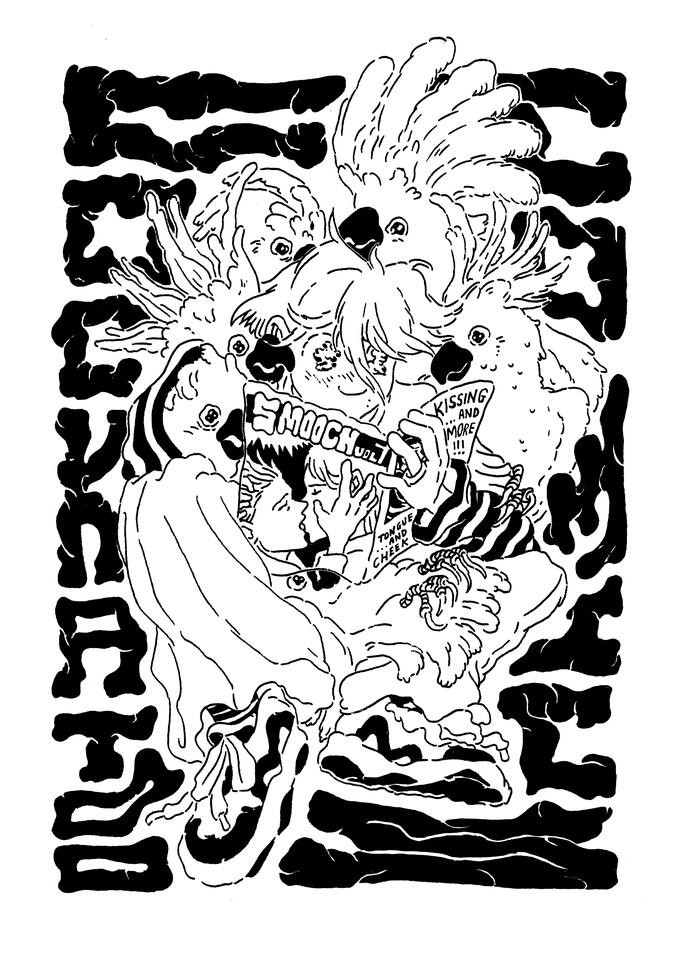 Cockatoo Comics t-shirt design - Ink on trace paper