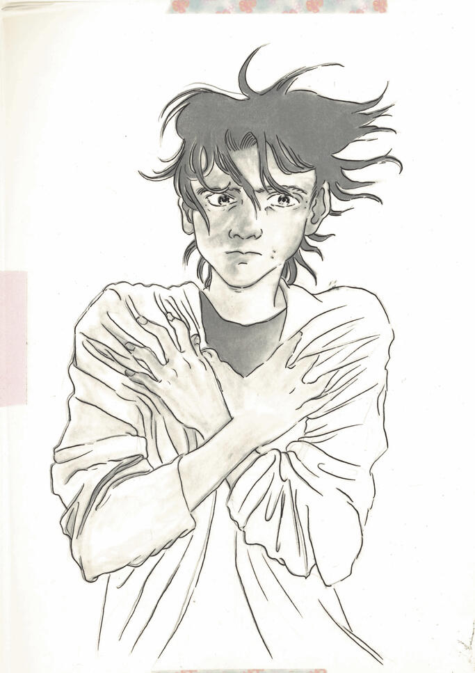 Nina concept art - graphite on paper, ink on trace paper on top