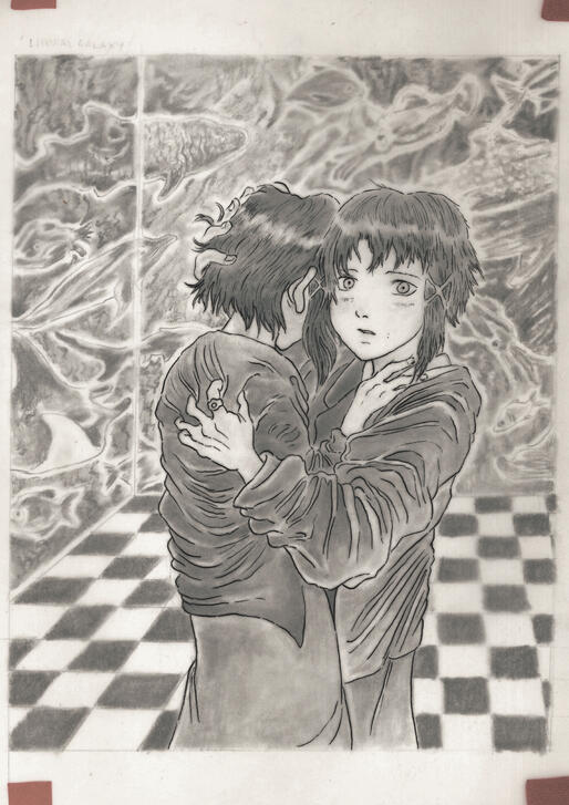 Lain fundraiser commission - graphite on paper, with a layer of ink on trace paper on top Lain fundraiser commission - graphite on paper, with a layer of ink on trace paper on top