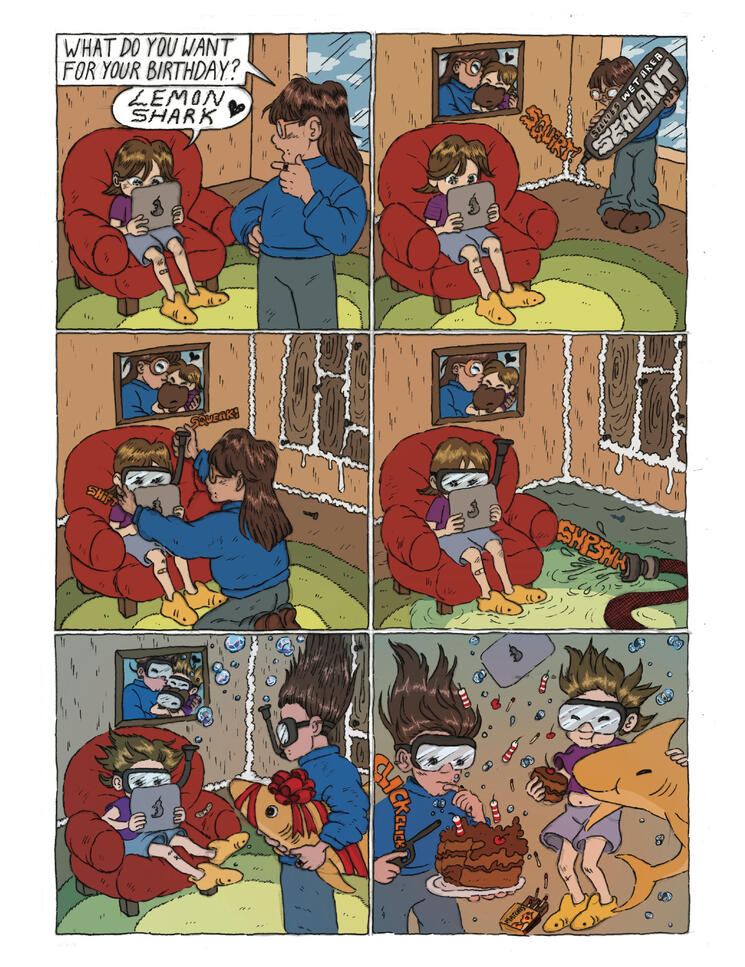 Submission to the school magazine - ink on paper (with digital colouring by Elissa Lane-Gardener (my younger sister)