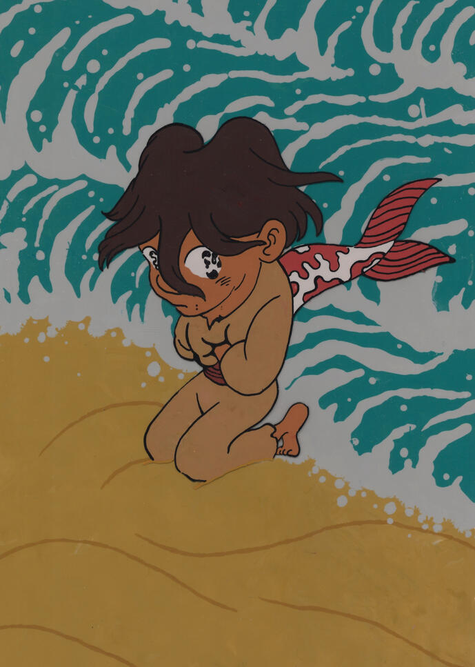 Nina painting (acrylic on clear acetate)